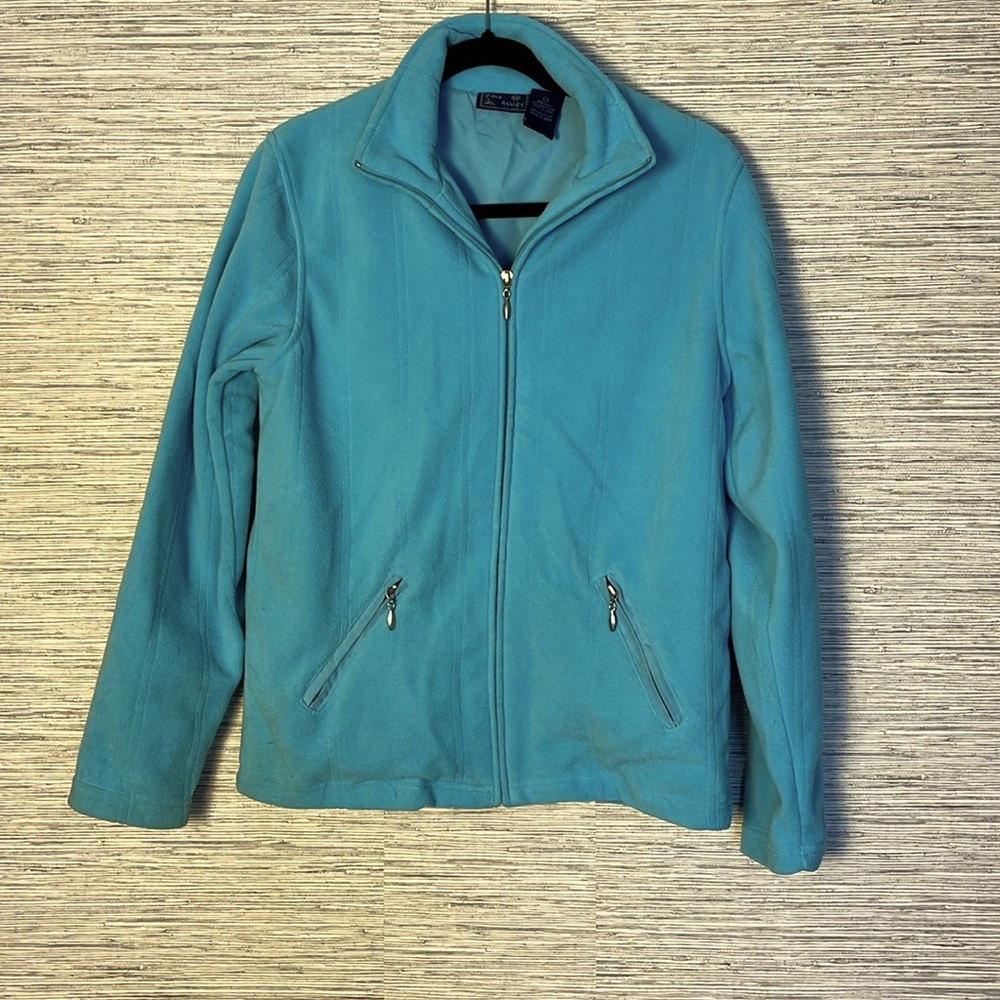 Light Teal Jane Ashley Size Small Lined Fleece Jacket 552